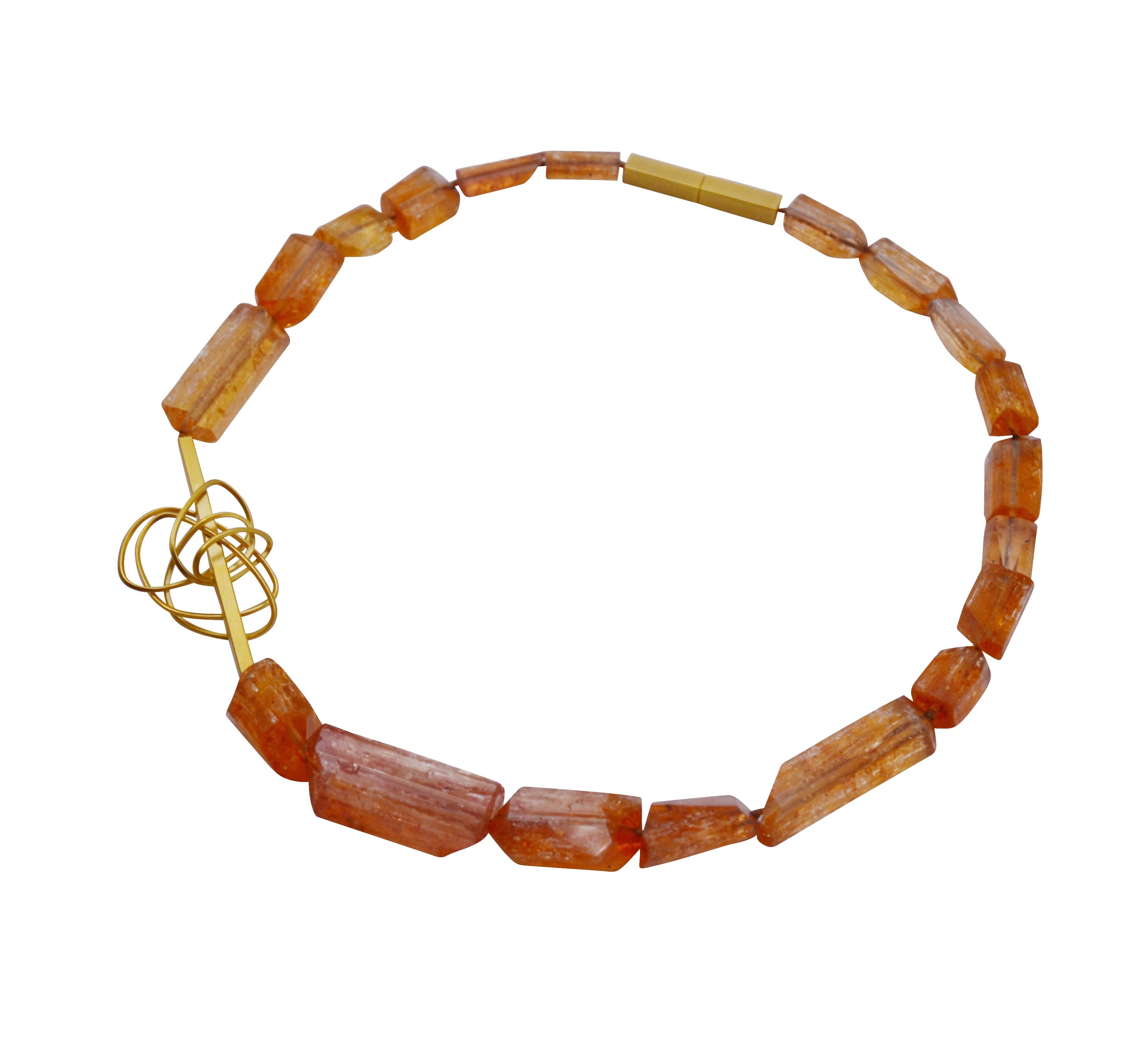 Modern Contemporary 18 Karat Yellow Gold Imperial Topaz Necklace For Sale