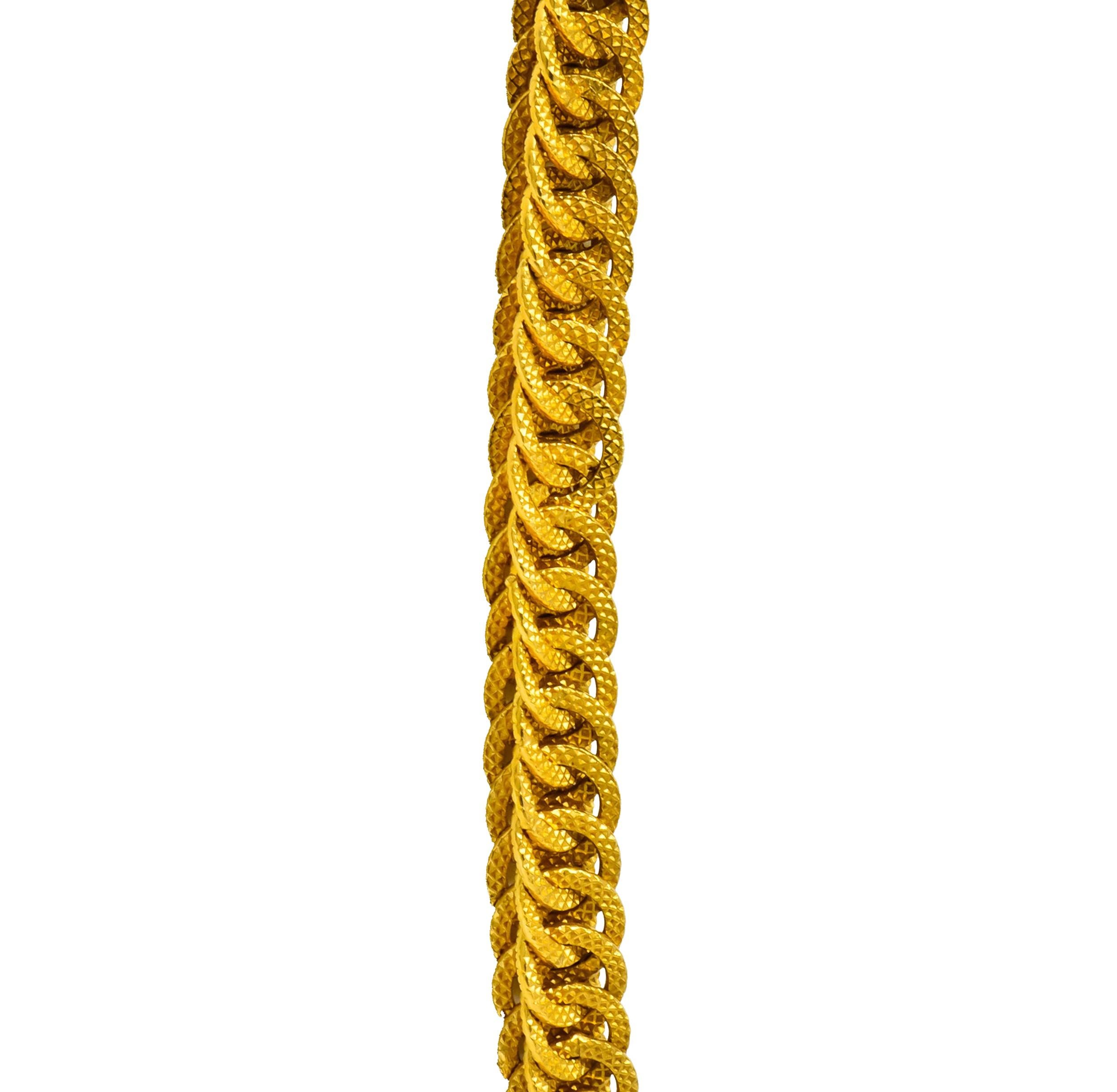 Contemporary 18 Karat Yellow Gold Long Woven Chain Necklace 2