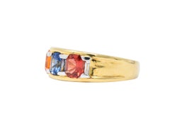 Contemporary 1.80 Carat Tri-Color Sapphire Diamond 18 Karat Gold Unisex Ring
