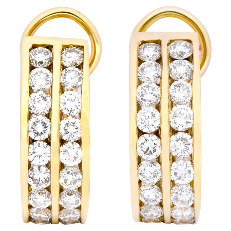 Contemporary 1.80 Carat Diamond 14 Karat Gold J Hoop Earrings