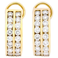Contemporary 1.80 Carat Diamond 14 Karat Gold J Hoop Earrings