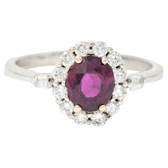 Contemporary 1.80 Carats Ruby Diamond 18 Karat White Gold Halo Ring GIA