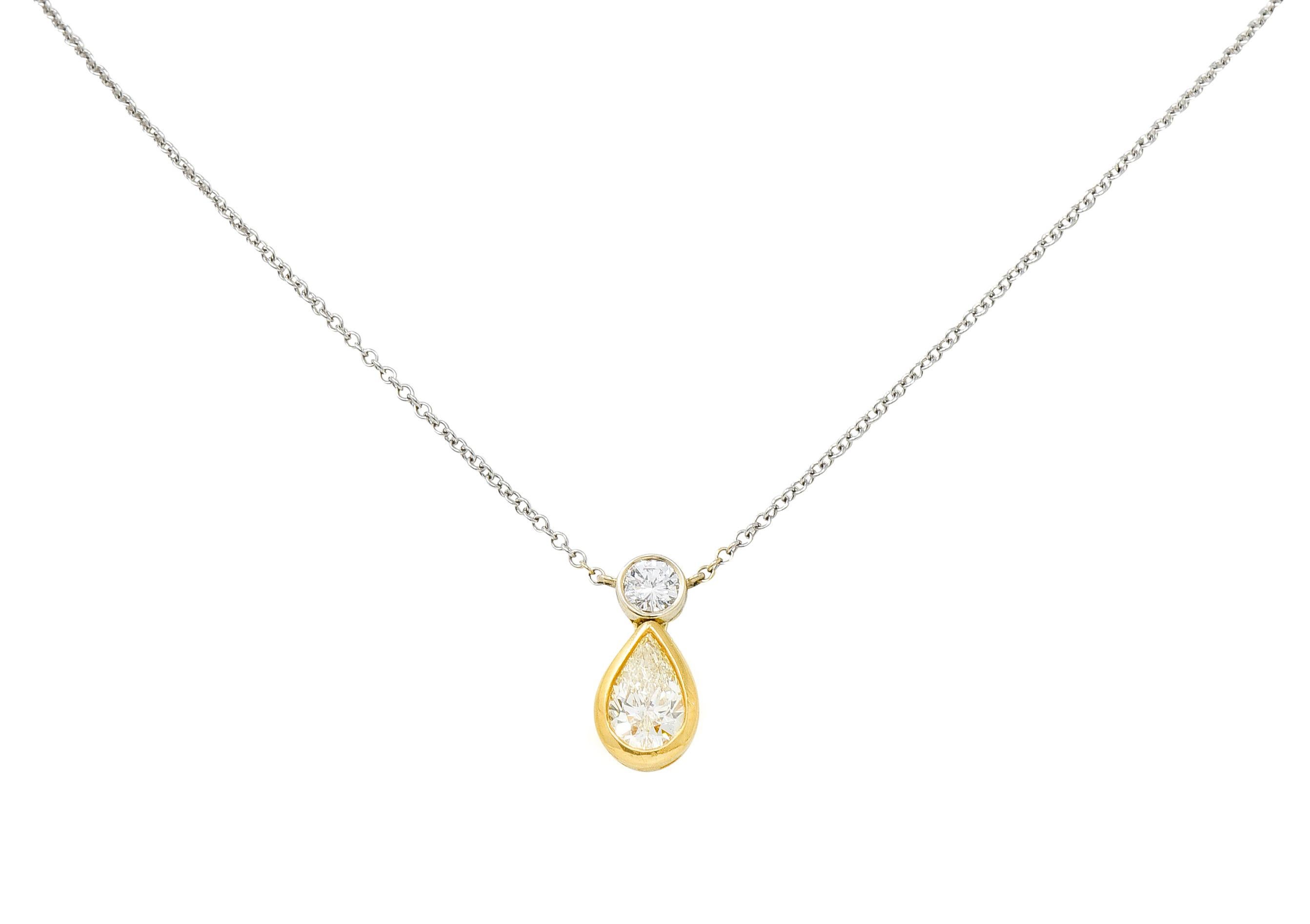 Contemporary 1.85 Carats Fancy Yellow Diamond & Diamond 18 Karat Gold Necklace 5