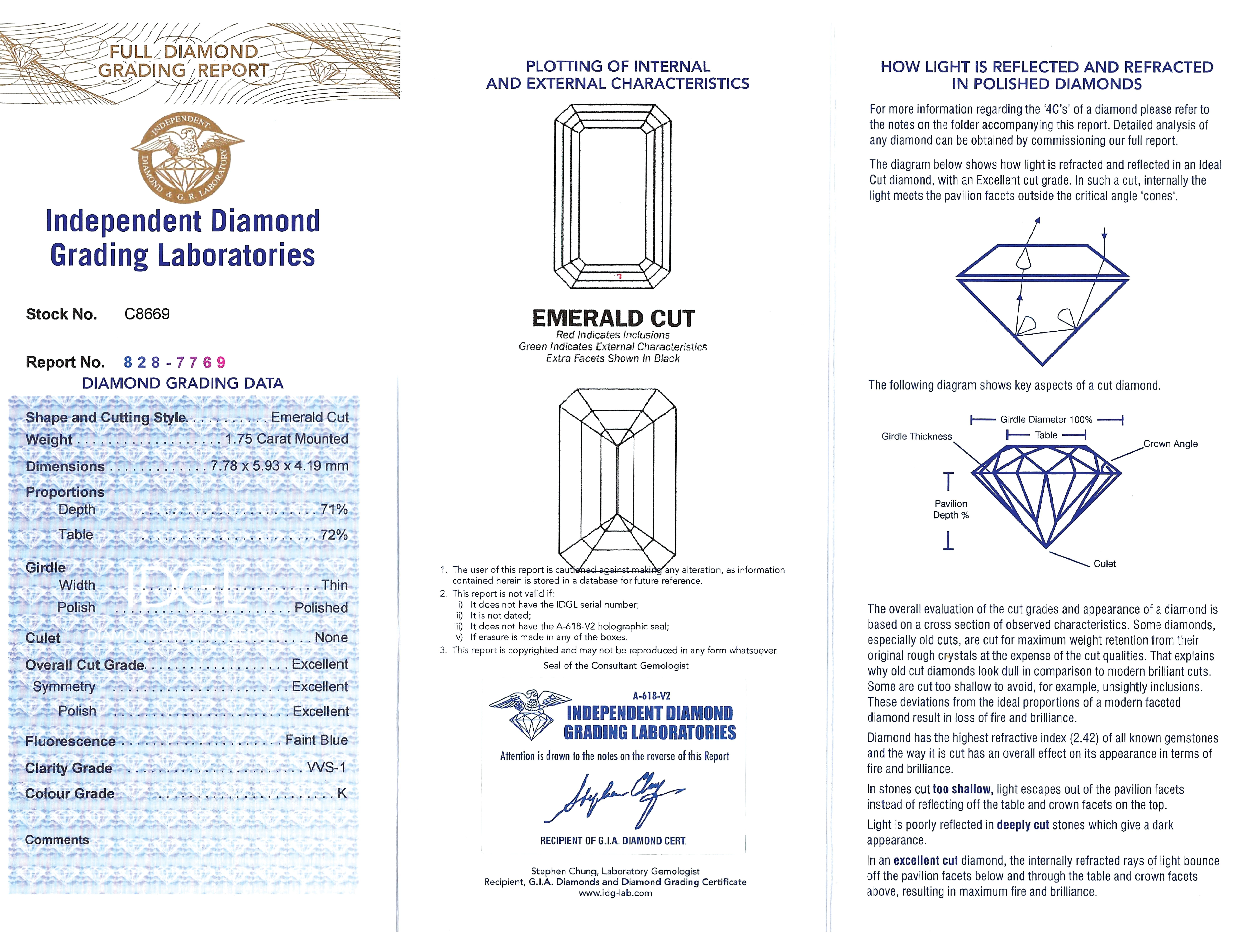 1.85 Carat Emerald Cut Diamond Solitaire Engagement Ring in Platinum For Sale 9