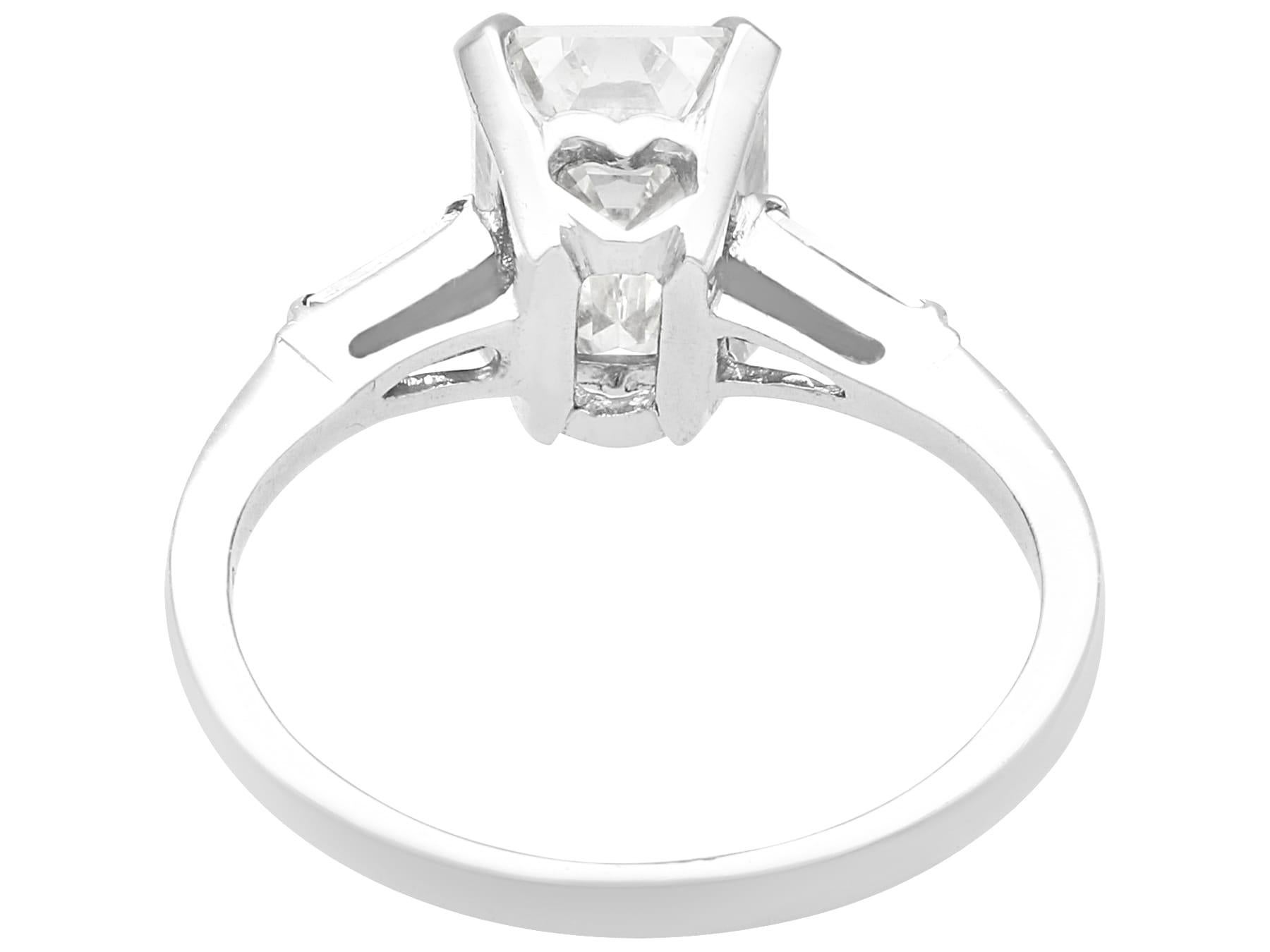 1.85 Carat Emerald Cut Diamond Solitaire Engagement Ring in Platinum For Sale 1