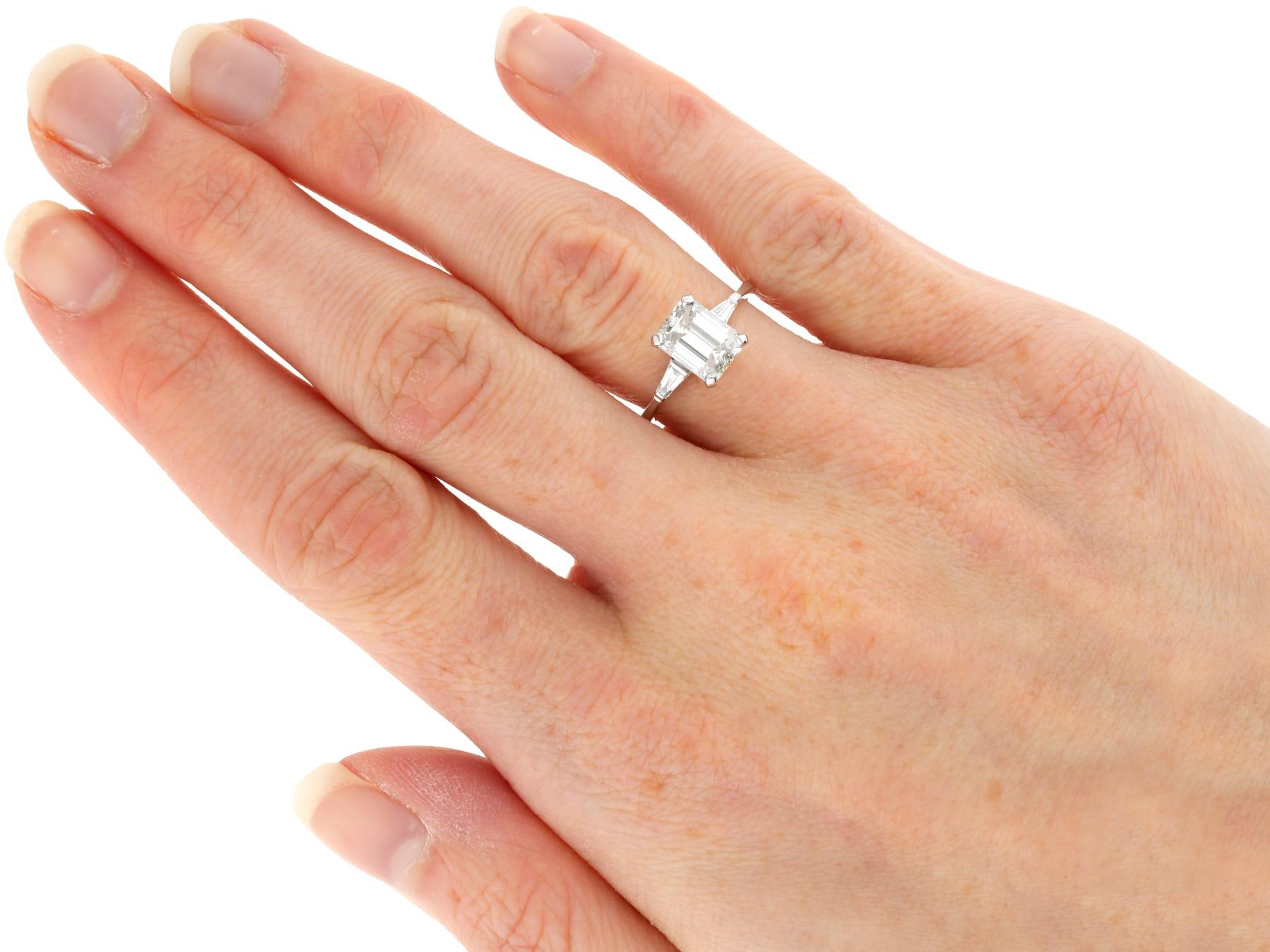 1.85 Carat Emerald Cut Diamond Solitaire Engagement Ring in Platinum For Sale 4