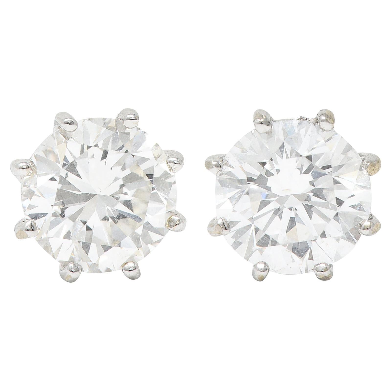Zeitgenössische 1,46 Karat runde Brillant-Diamanten 14 Karat Schraubverschluss-Ohrringe