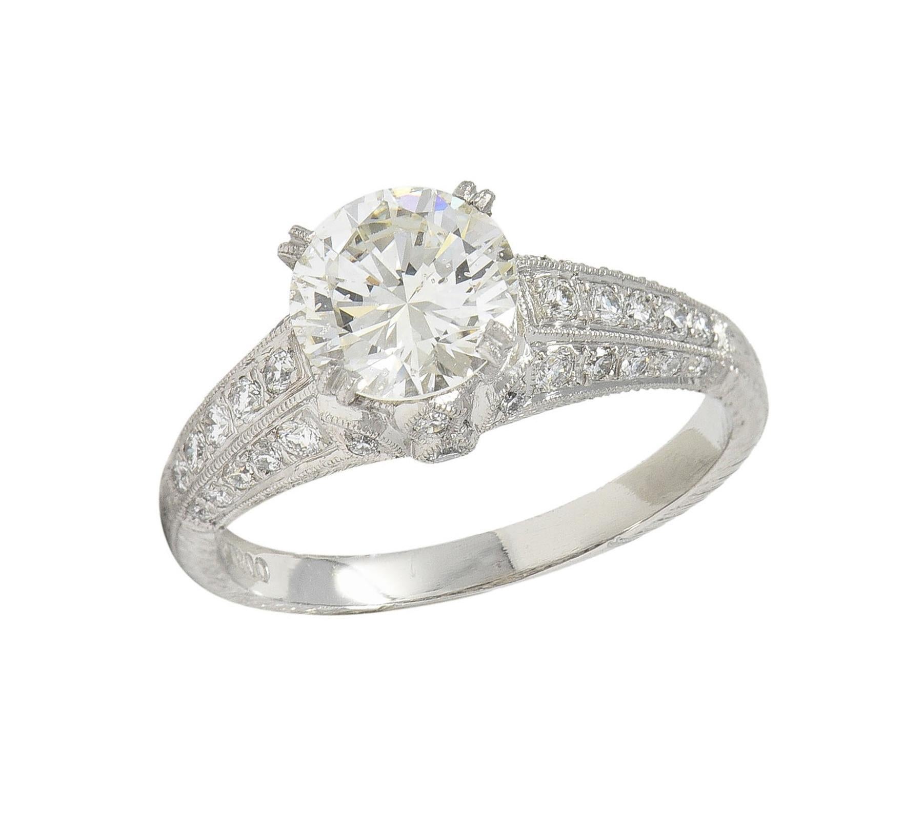 Contemporary 1.87 CTW Brilliant Cut Diamond Platinum Lotus Engagement Ring GIA For Sale 6