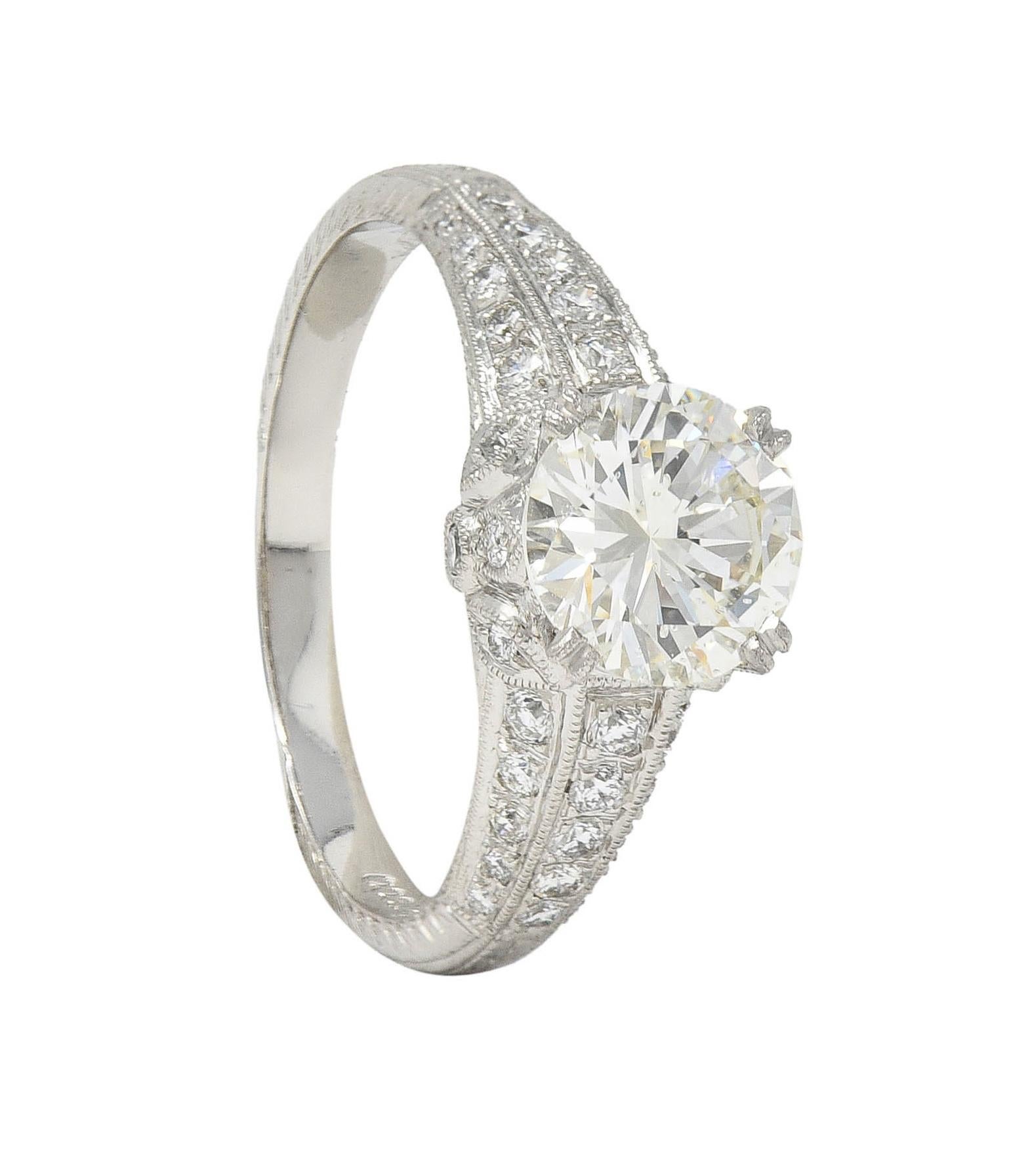 Contemporary 1.87 CTW Brilliant Cut Diamond Platinum Lotus Engagement Ring GIA For Sale 8