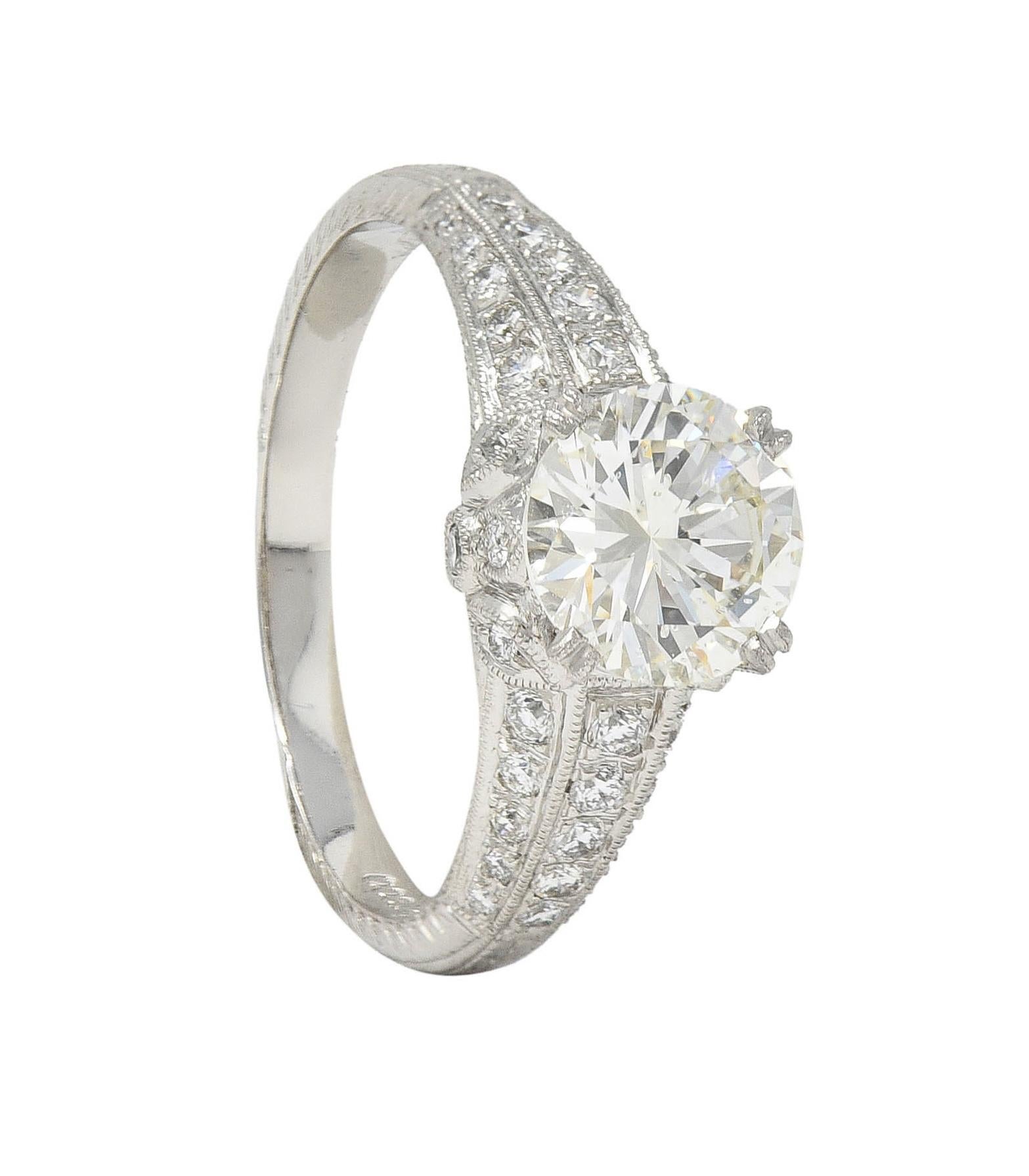 AM Contemporary 1.87 CTW Brilliant Cut Diamond Platinum Lotus Engagement Ring GIA en vente 7