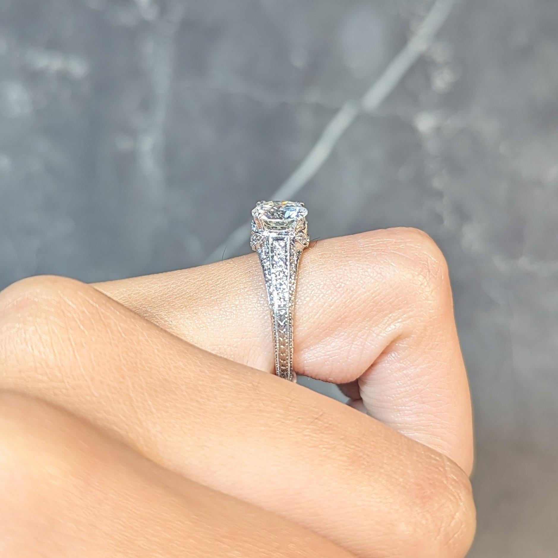 Contemporary 1.87 CTW Brilliant Cut Diamond Platinum Lotus Engagement Ring GIA For Sale 10