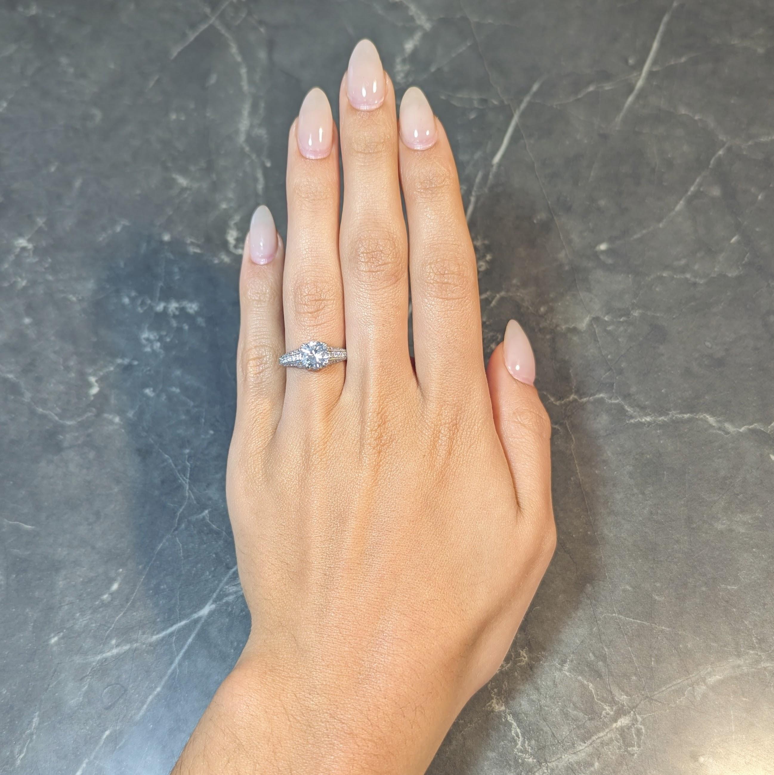 Taille brillant AM Contemporary 1.87 CTW Brilliant Cut Diamond Platinum Lotus Engagement Ring GIA en vente