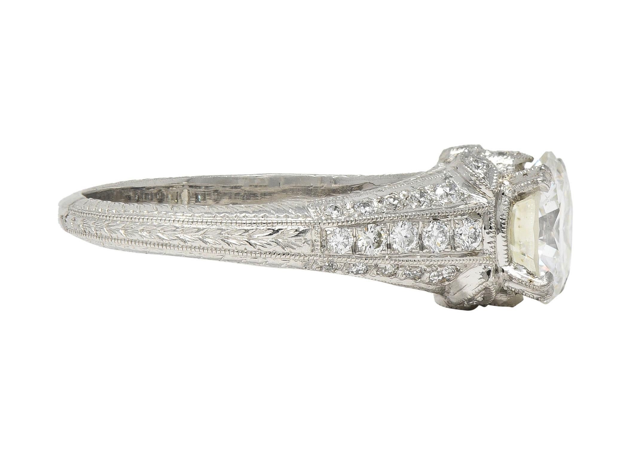 AM Contemporary 1.87 CTW Brilliant Cut Diamond Platinum Lotus Engagement Ring GIA Unisexe en vente