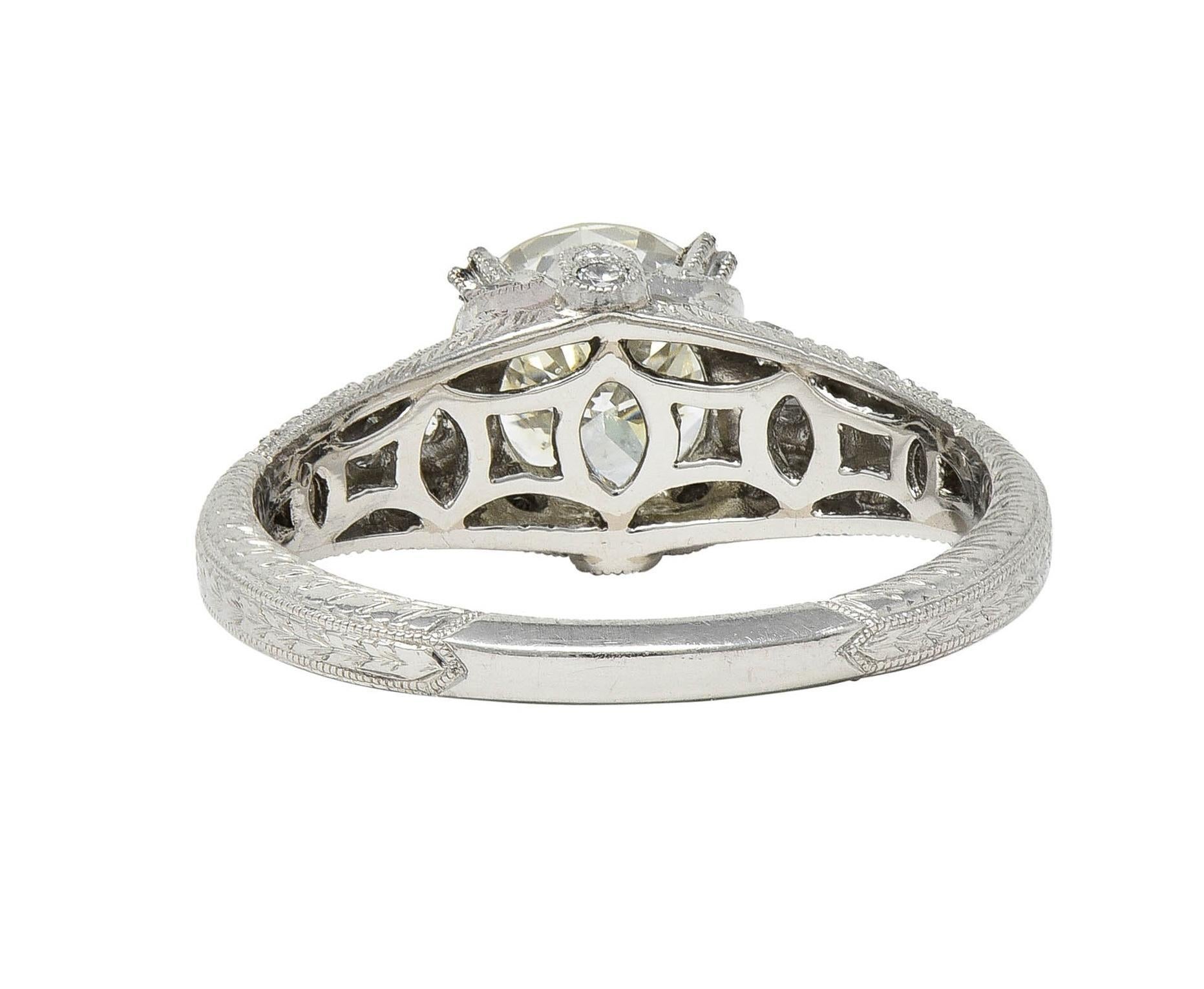 AM Contemporary 1.87 CTW Brilliant Cut Diamond Platinum Lotus Engagement Ring GIA en vente 1