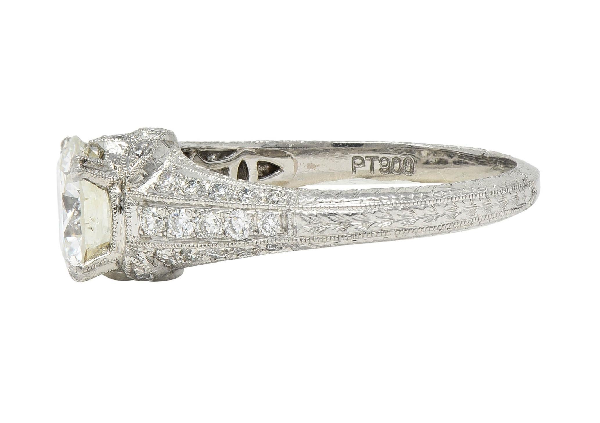 Contemporary 1.87 CTW Brilliant Cut Diamond Platinum Lotus Engagement Ring GIA For Sale 3