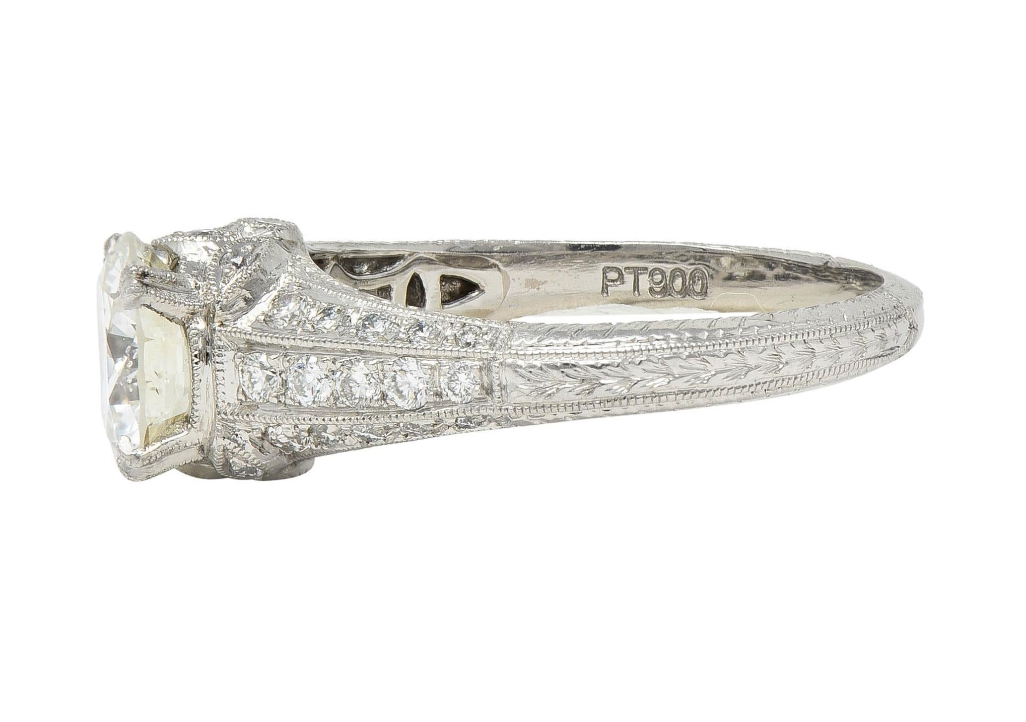 AM Contemporary 1.87 CTW Brilliant Cut Diamond Platinum Lotus Engagement Ring GIA en vente 2