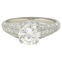 AM Contemporary 1.87 CTW Brilliant Cut Diamond Platinum Lotus Engagement Ring GIA