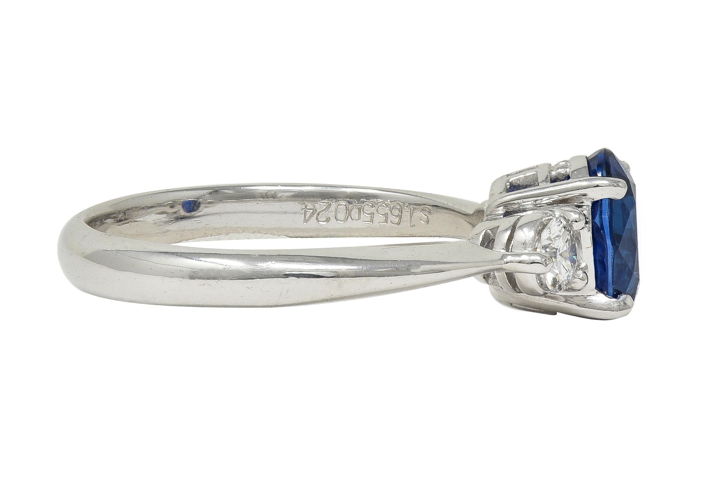 Contemporaneo Contemporary 1.89 CTW Sapphire Diamond Platinum Three Stone Ring in vendita