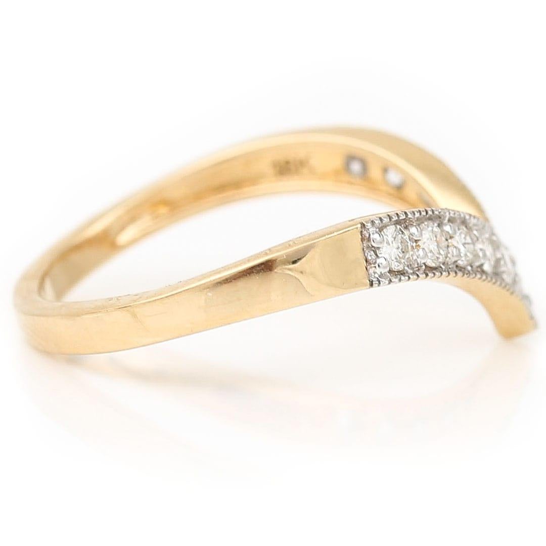 Women's Contemporary 18ct Gold 0.50ct Diamond Wishbone Ring