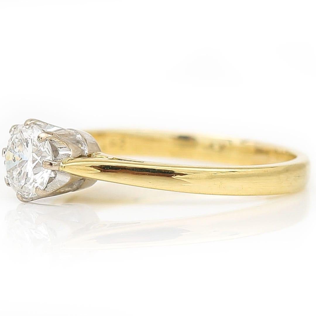 Brilliant Cut Contemporary 18ct Gold and Platinum 0.60ct Brilliant Diamond Ring