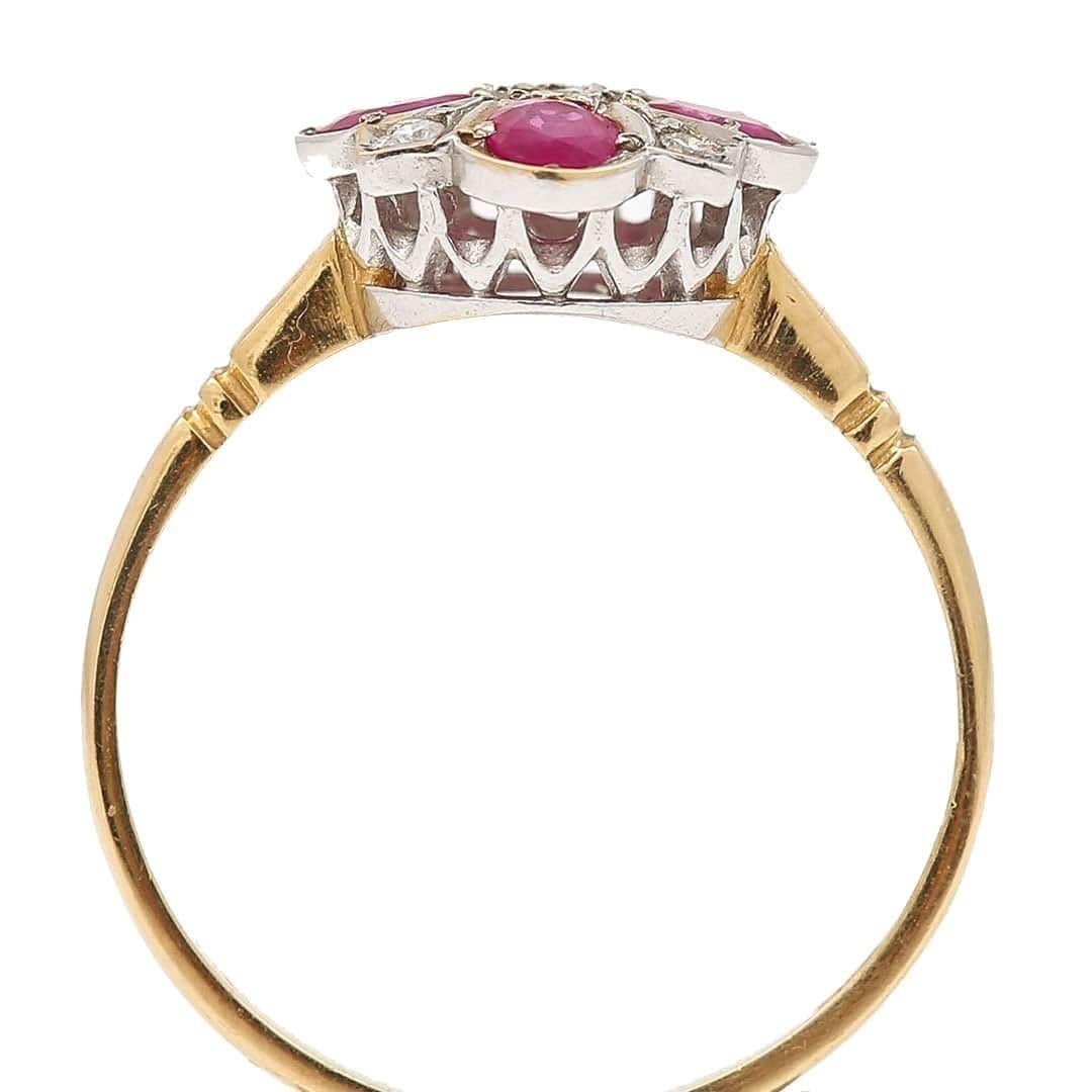 Contemporary 18 Carat Gold Ruby and Diamond Cluster Ring 4