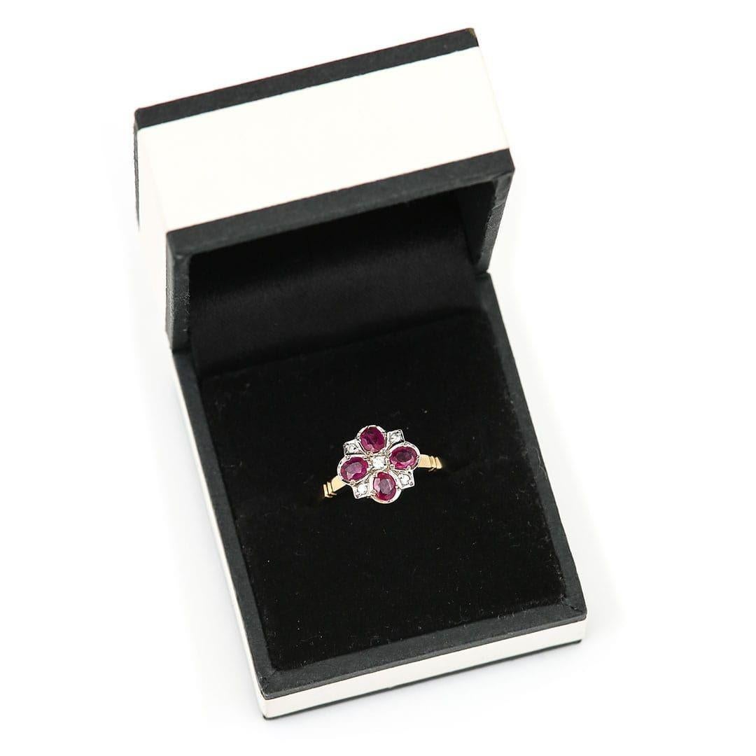 Contemporary 18 Carat Gold Ruby and Diamond Cluster Ring 6