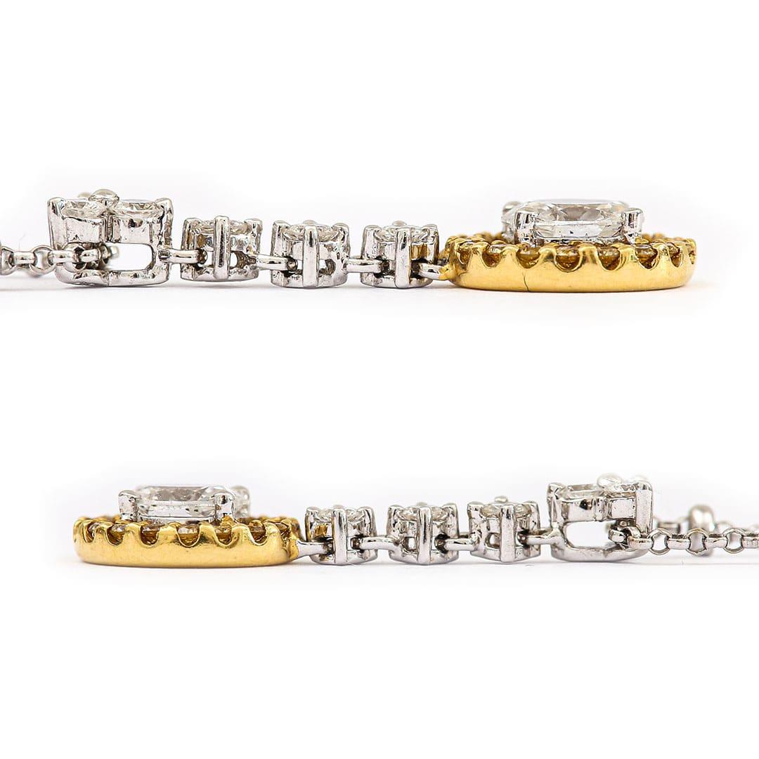 Collier pendentif contemporain en or 18 carats avec halo de diamants blancs et jaunes en vente 4