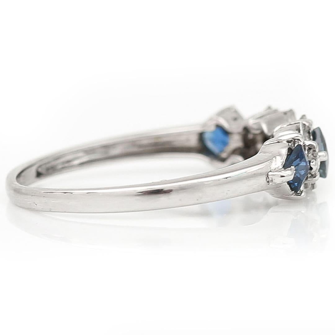 Contemporary 18ct White Gold Baguette Cut Diamond and Sapphire Ring For Sale 2