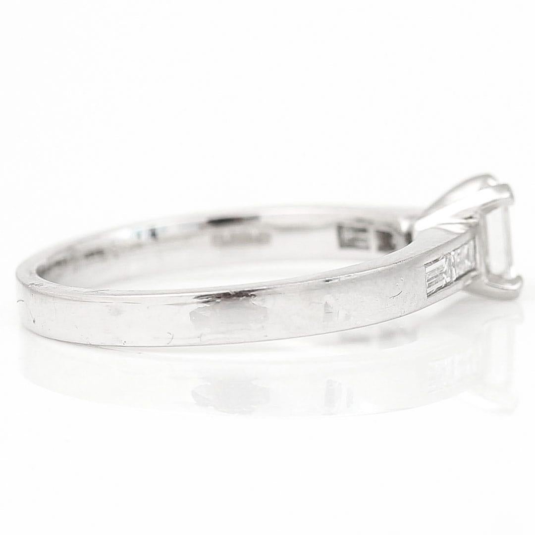 Contemporary 18ct White Gold Baguette Cut Diamond Engagement Ring H Colour For Sale 2