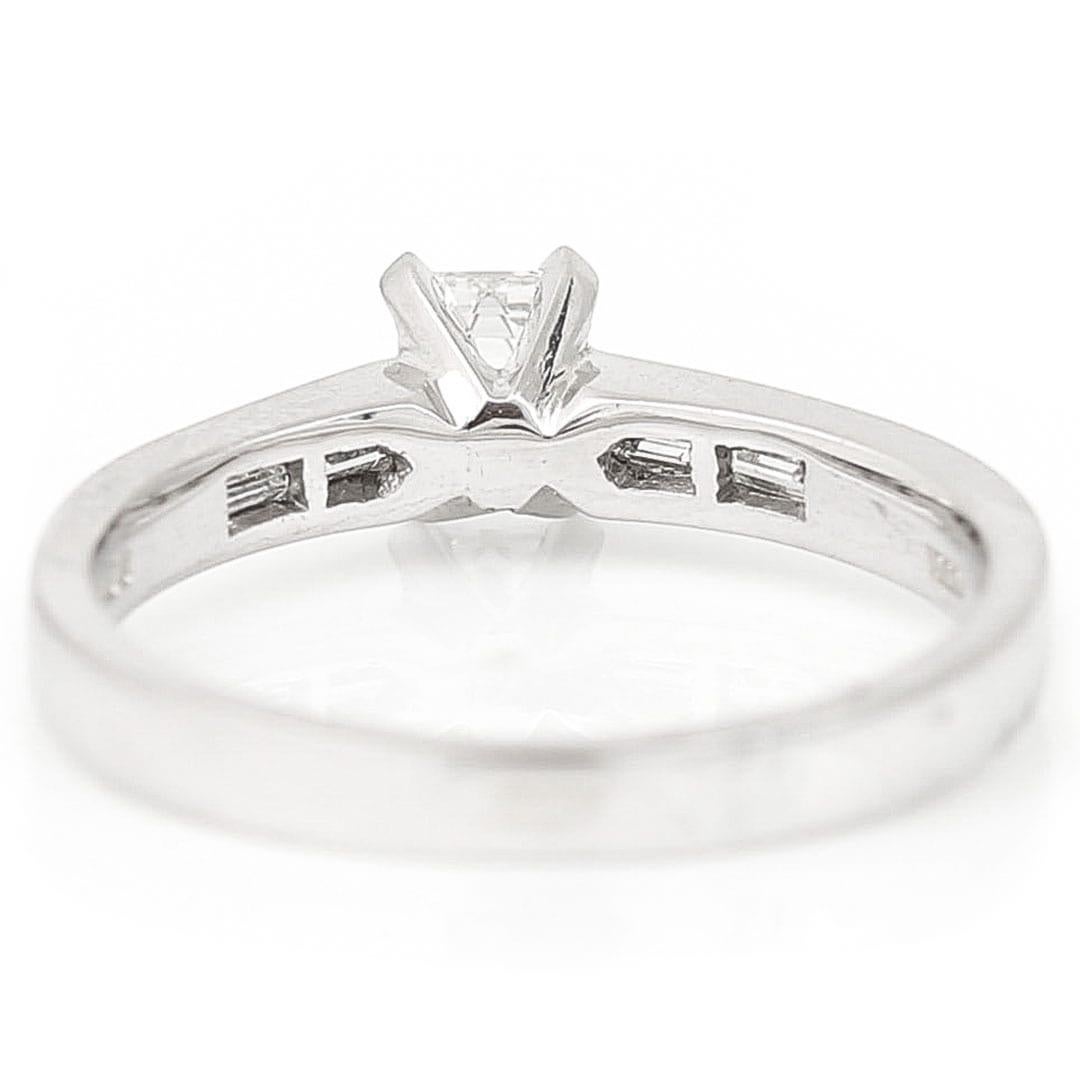 Contemporary 18ct White Gold Baguette Cut Diamond Engagement Ring H Colour For Sale 3