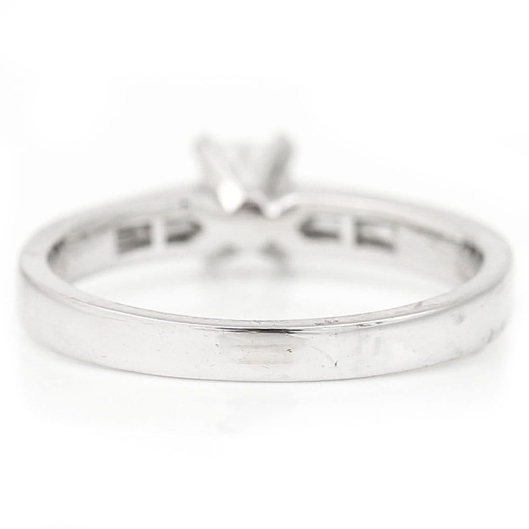 Contemporary 18ct White Gold Baguette Cut Diamond Engagement Ring H Colour For Sale 5