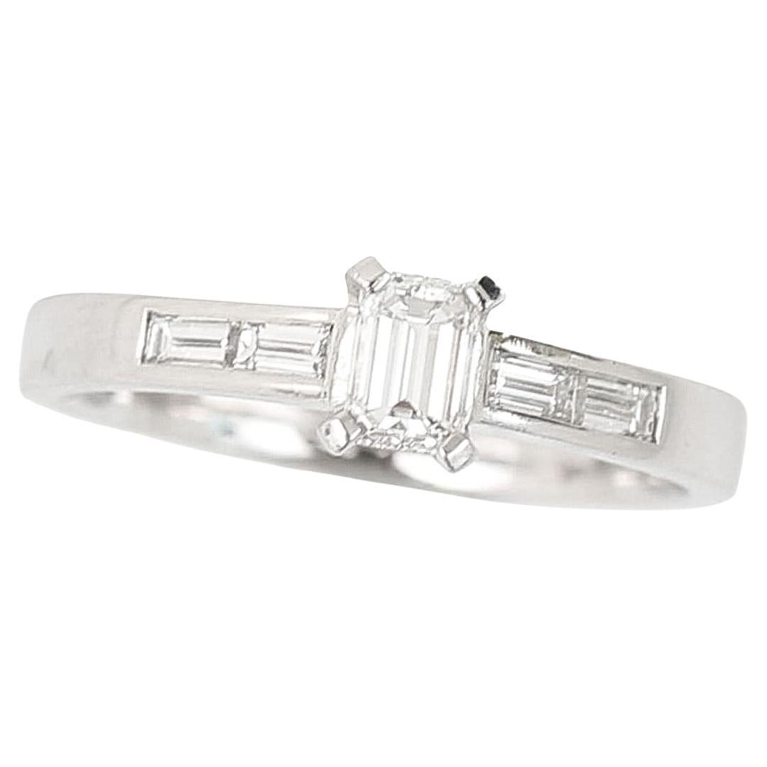 Contemporary 18ct White Gold Baguette Cut Diamond Engagement Ring H Colour