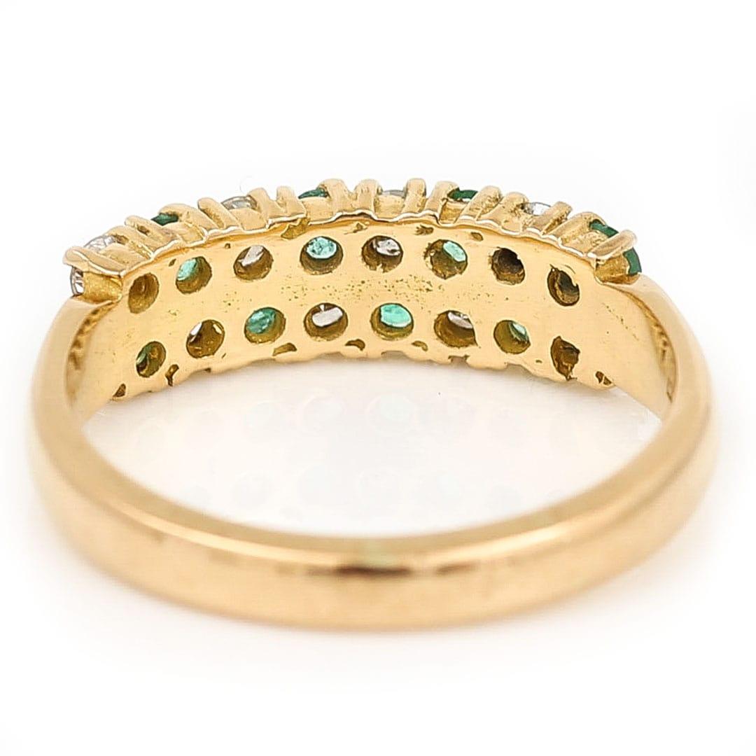 Contemporary 18ct Yellow Gold Emerald and Diamond Checkerboard Ring 4