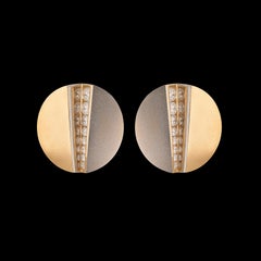 Contemporary 18k 2-Tone & Diamond Clip Earrings