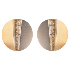 Contemporary 18k 2-Tone & Diamond Clip Earrings
