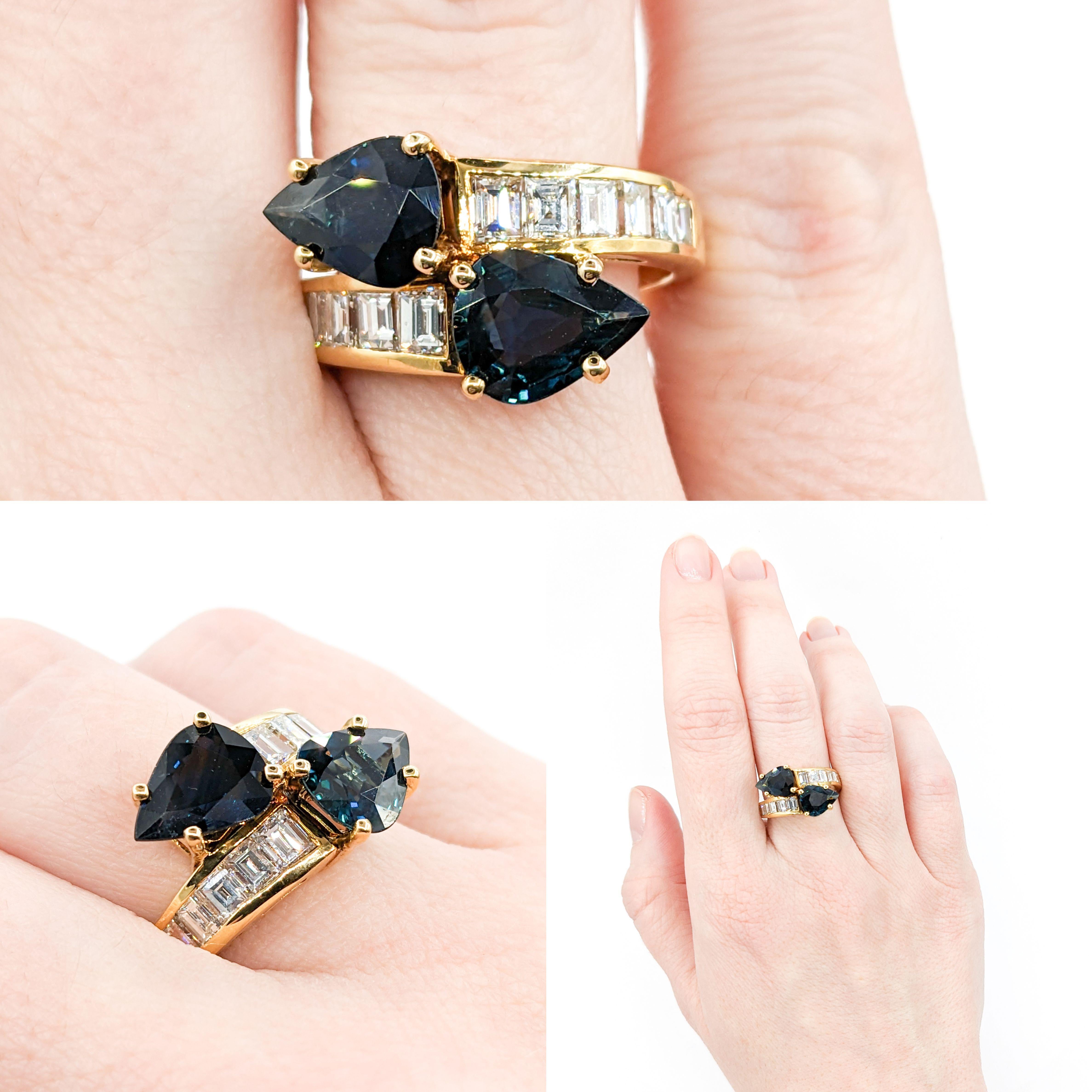 Im Angebot: Zeitgenössischer 18k Blauer Saphir & Diamant Bypass Ring () 2