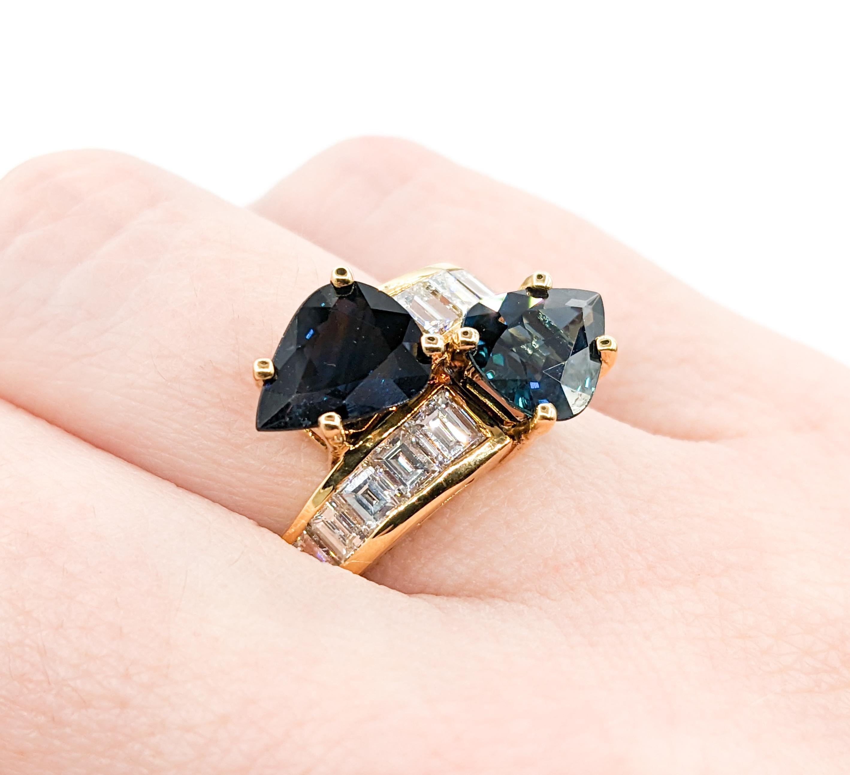 For Sale:  Contemporary 18k Blue Sapphire & Diamond Bypass Ring 5