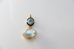 Contemporary 18K Gold Natural Topaz Rock Crystal Onyx Diamond Statement Pendant
