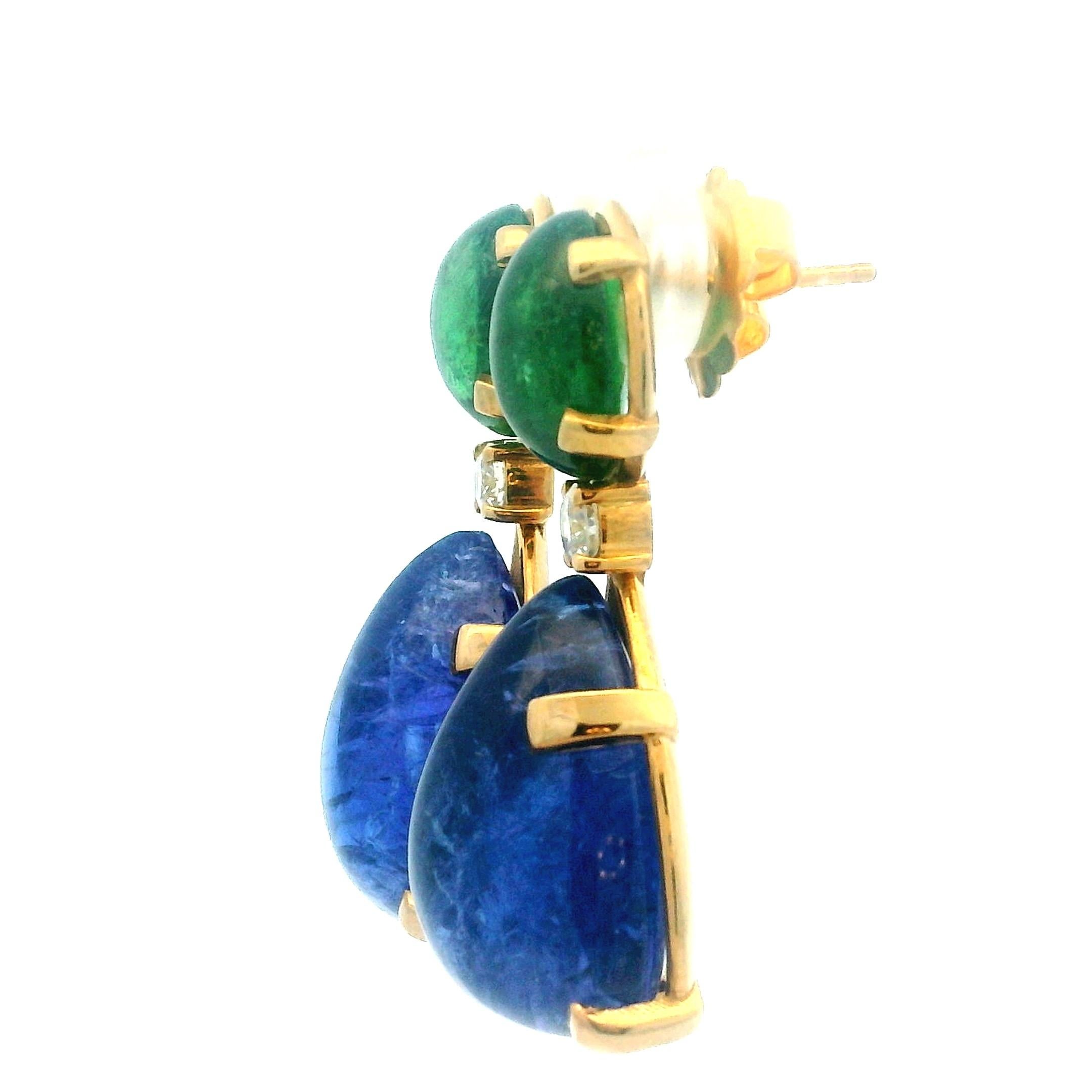 Orecchini pendenti contemporanei in oro 18 carati con tanzanite, granato tsavorite e diamanti in vendita 5