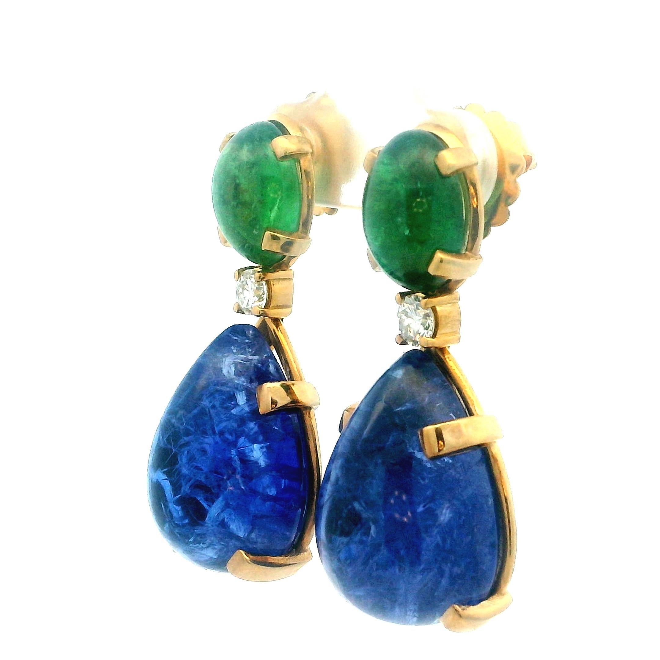 Orecchini pendenti contemporanei in oro 18 carati con tanzanite, granato tsavorite e diamanti in vendita 6