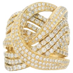 Zeitgenössischer 18K Gold Wellenring mit 5,00ct Pavé Diamanten