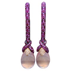 Boucles d'oreilles pendantes saphir