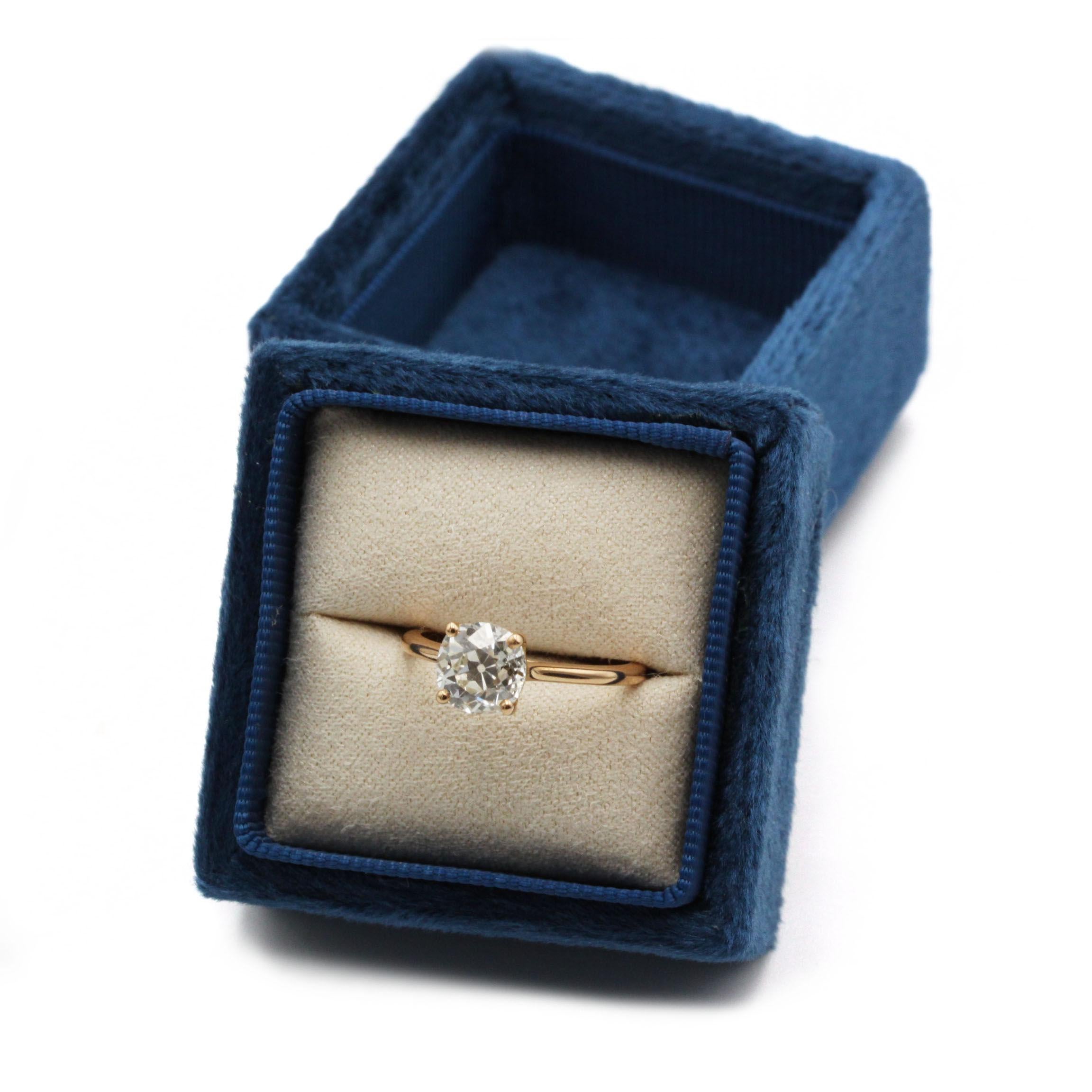 Taille vieille mine Bague solitaire en or rose contemporain 18K, diamant taille ancienne, 1,56 ct K VS2 en vente