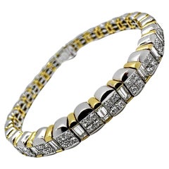 Bracciale linea diamanti in oro bianco e giallo 18k Contemporary