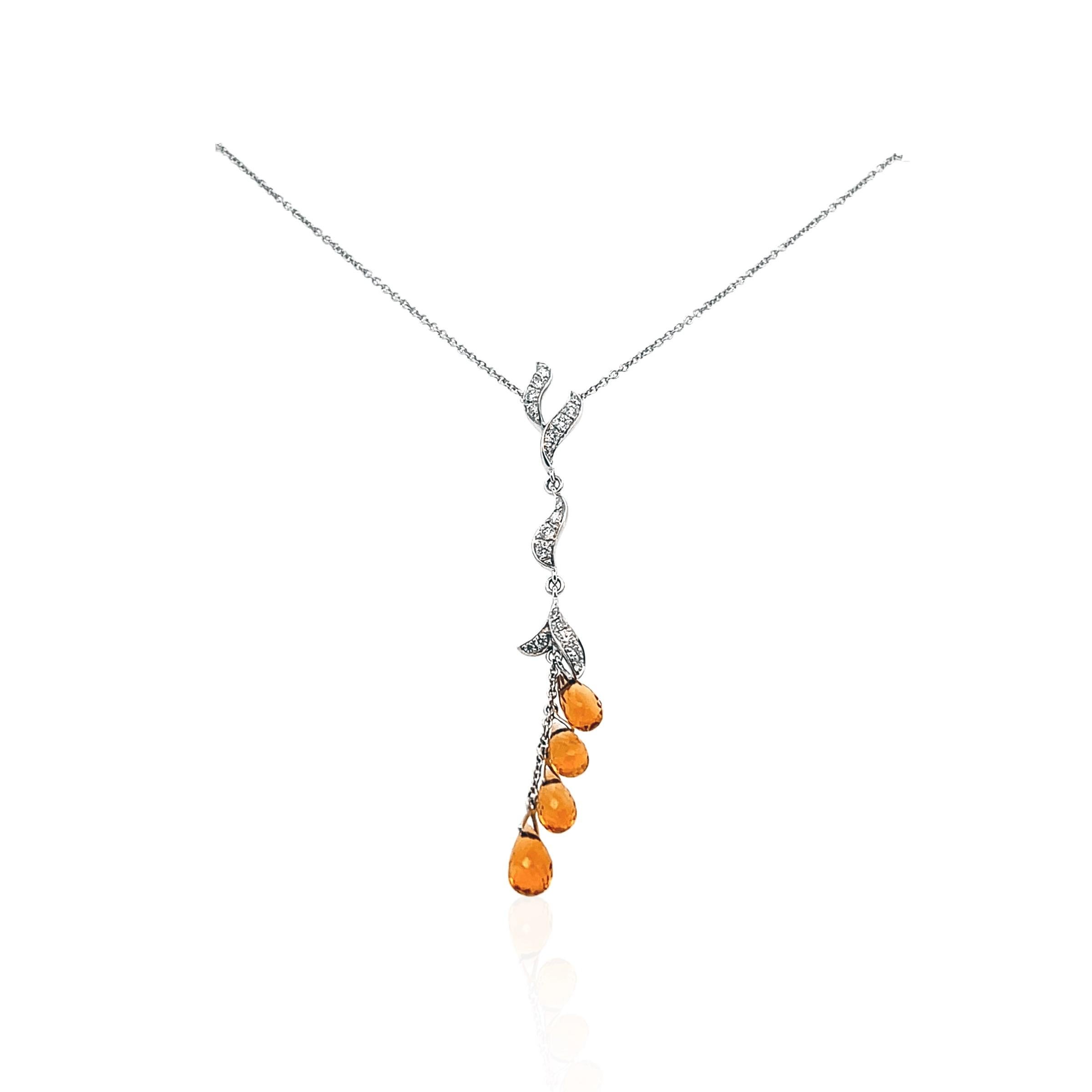 Collier pendentif contemporain en or blanc 18 ct 3.50tcw Citrine et Diamant en vente