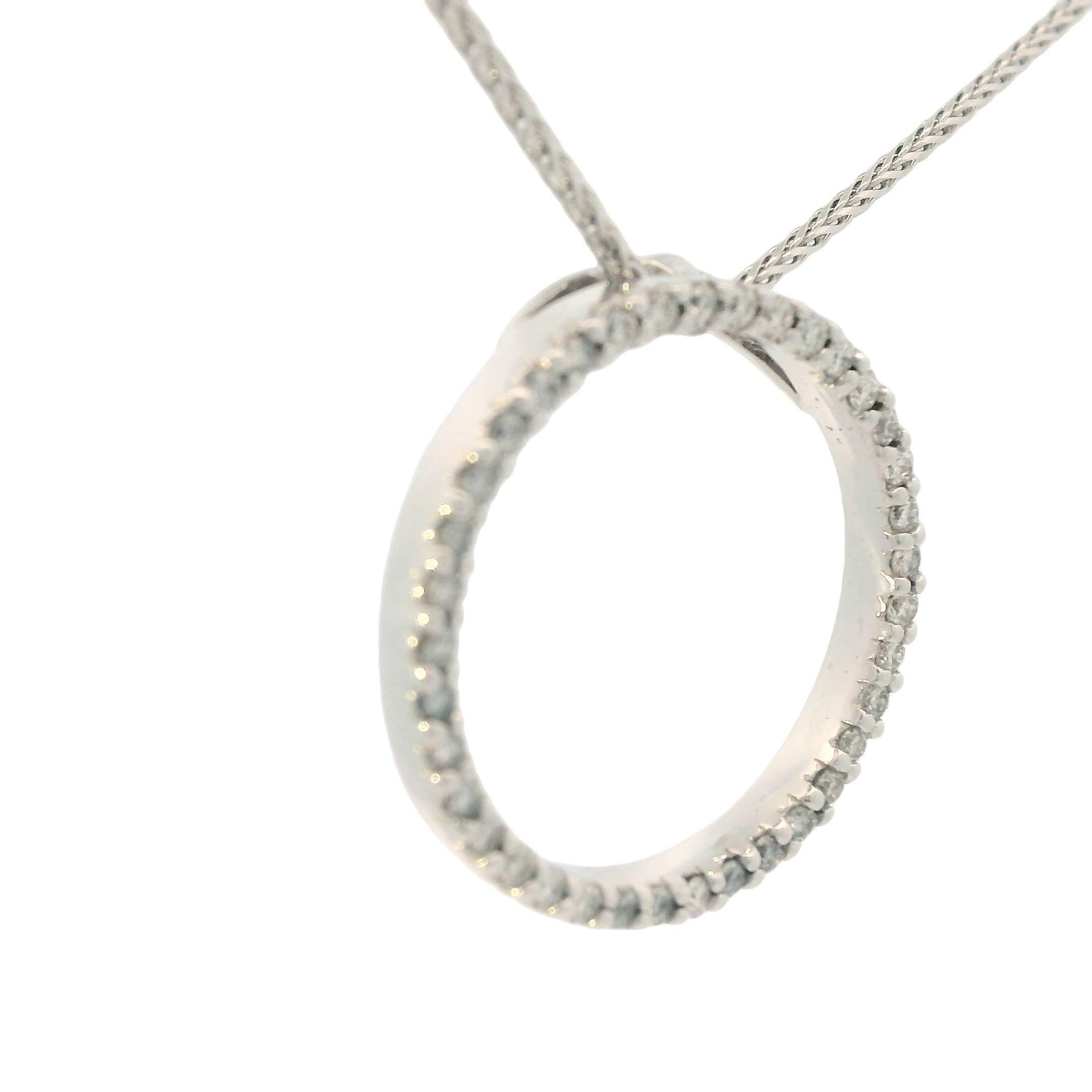 Round Cut Contemporary 18k White Gold Diamond Circle Necklace w/ Ruby by Roberto Coin For Sale