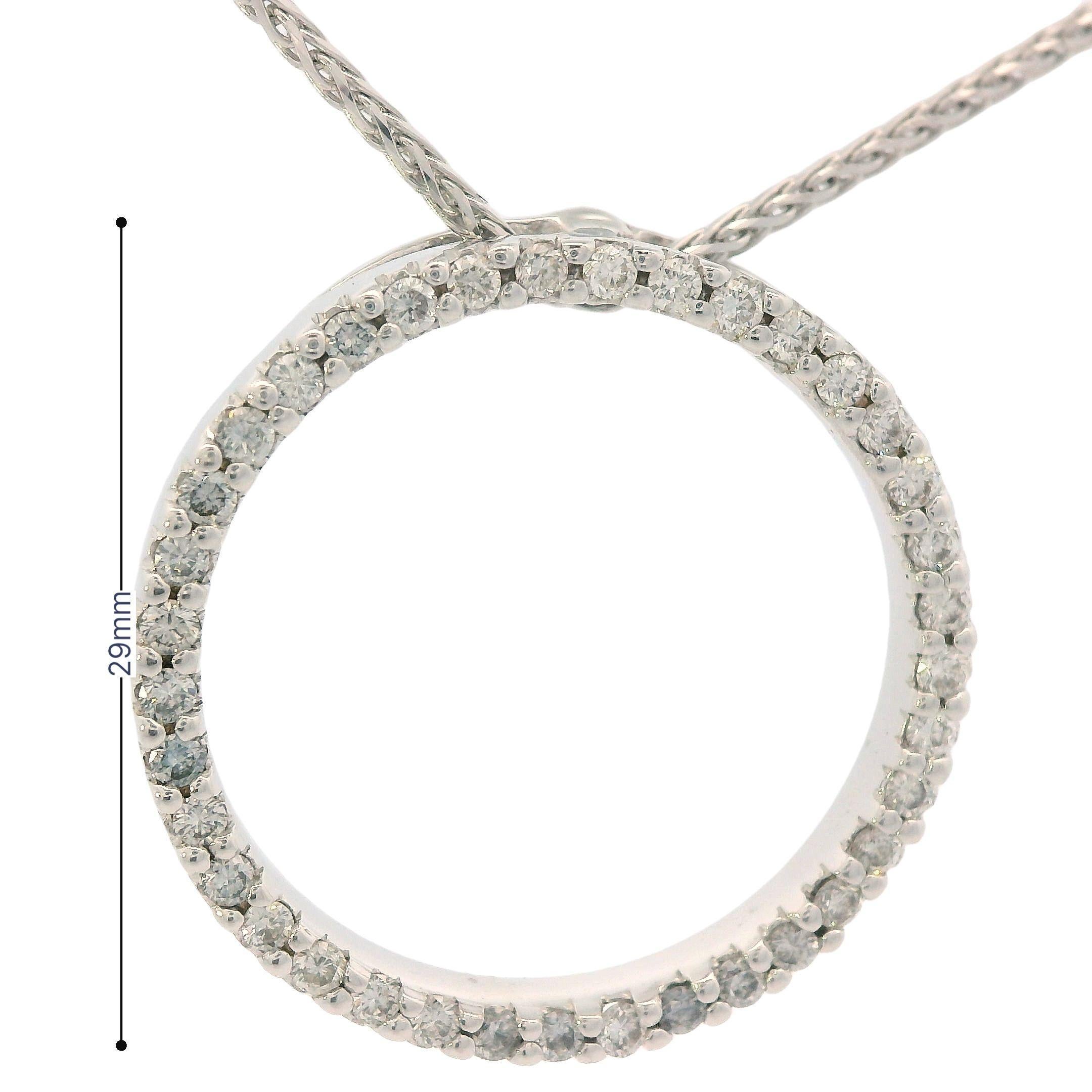 Contemporary 18k White Gold Diamond Circle Necklace w/ Ruby by Roberto Coin For Sale 4