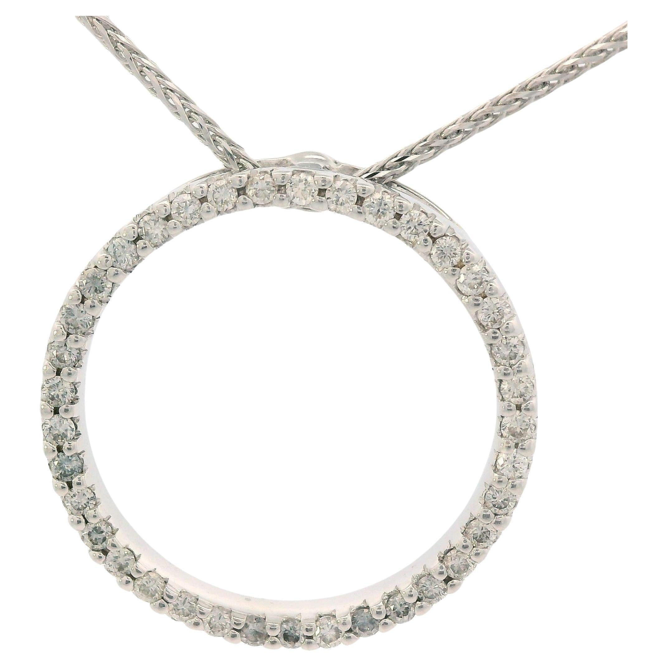 Contemporary 18k White Gold Diamond Circle Necklace w/ Ruby by Roberto Coin