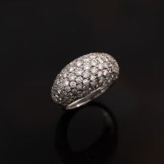 Contemporary 18K White Gold Diamond Pavé Dome Ring, 2.25 Carats