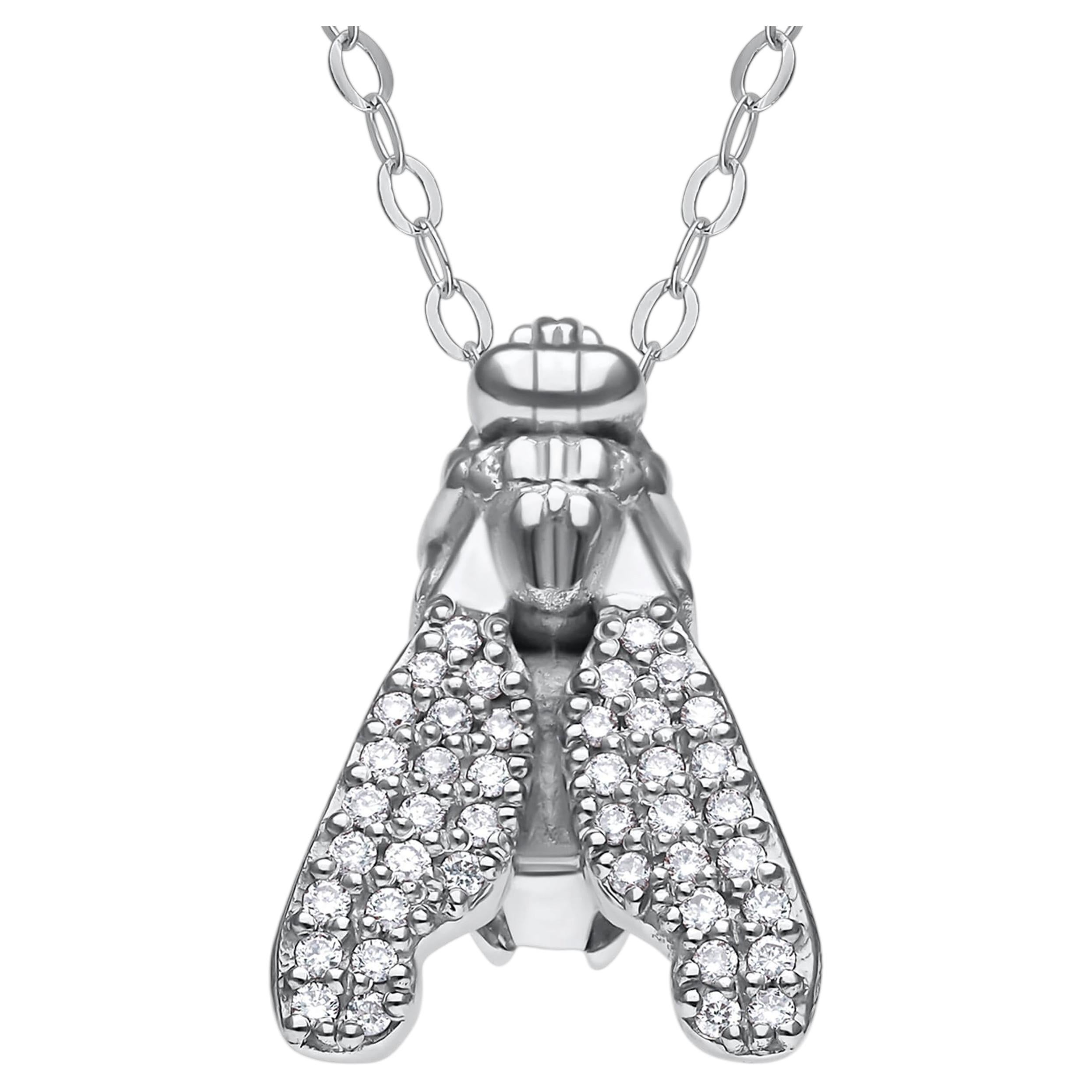 Contemporary 18K White Gold Diamonds Pendant Necklace